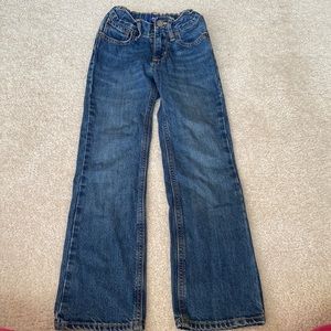 Old navy boys jeans, loose boot cut, size 7 slim with adjustable waist